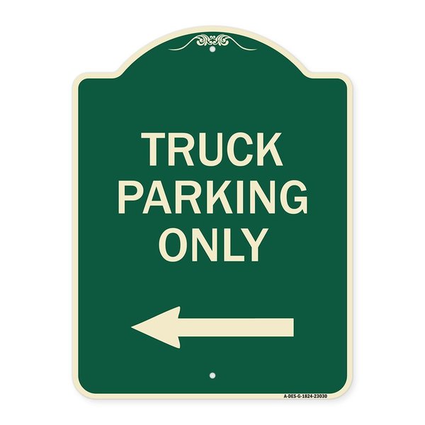 Signmission Reserved Parking Truck Parking W/ Left Arrow Heavy-Gauge Aluminum Sign, 24" x 18", G-1824-23030 A-DES-G-1824-23030